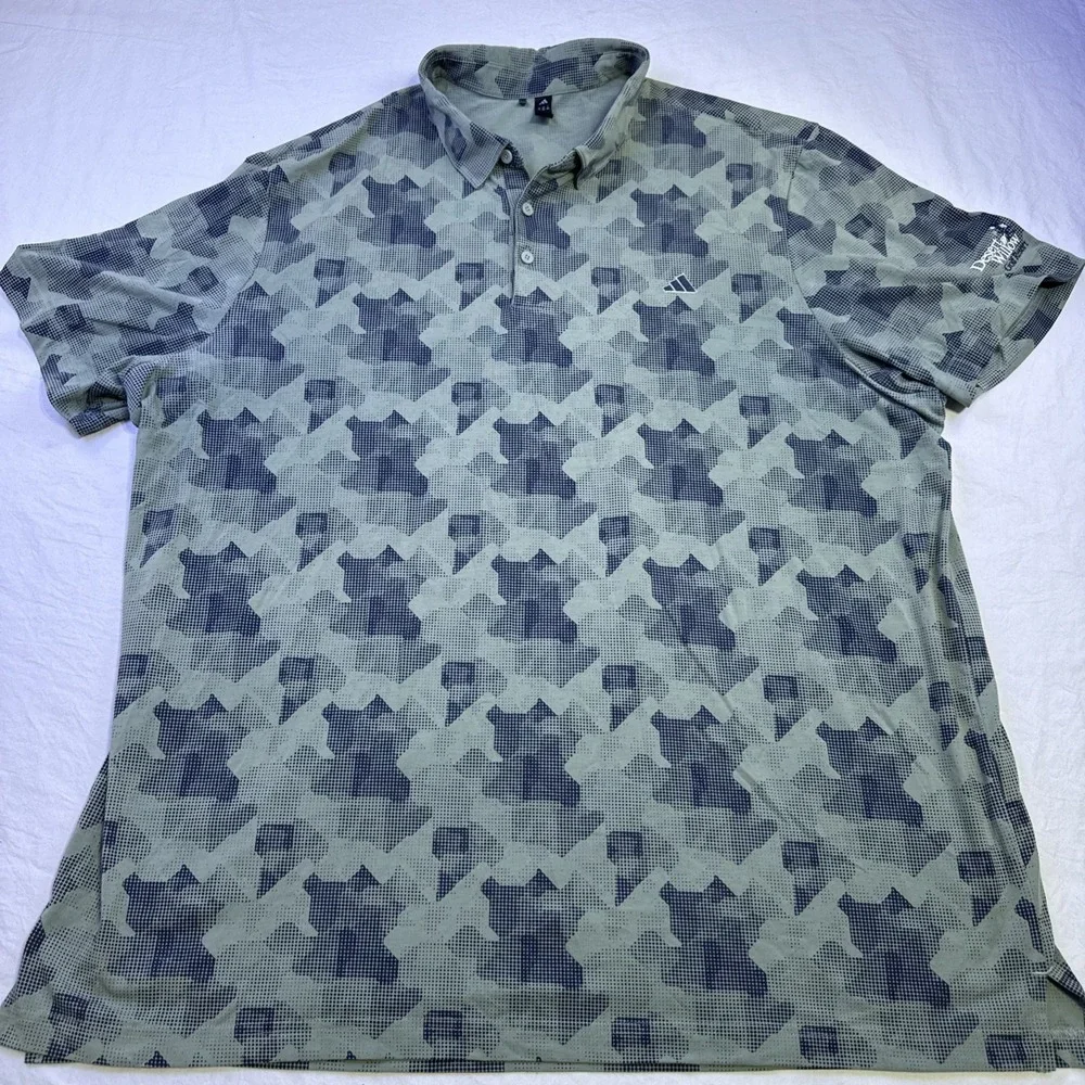 Adidas  CAMO Golf POLO SHIRT MENS 2XL Climalite  -  PERFORMANCE CAMO BLUES